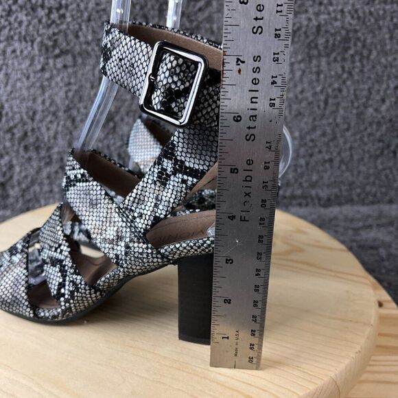 Vionic Blaire Snake Sandals Womens 6.5 Leather Block Heels Silver Black Shoes - Picture 6 of 10